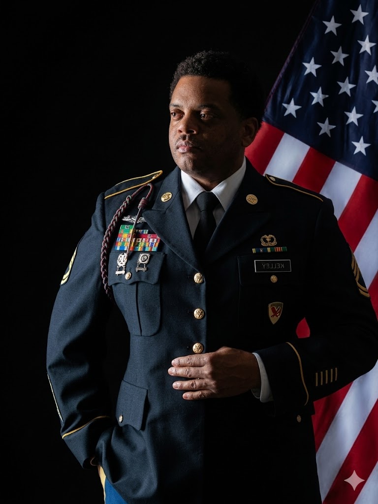 Anthony K. Kelley Sr. in U.S. Army dress uniform — 21-year veteran, service-disabled, SDVOSB founder